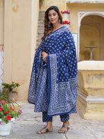 Thumbnail for Kalini Floral Printed Gotta Patti Pure Cotton Kurta with Trousers & With Dupatta - Distacart