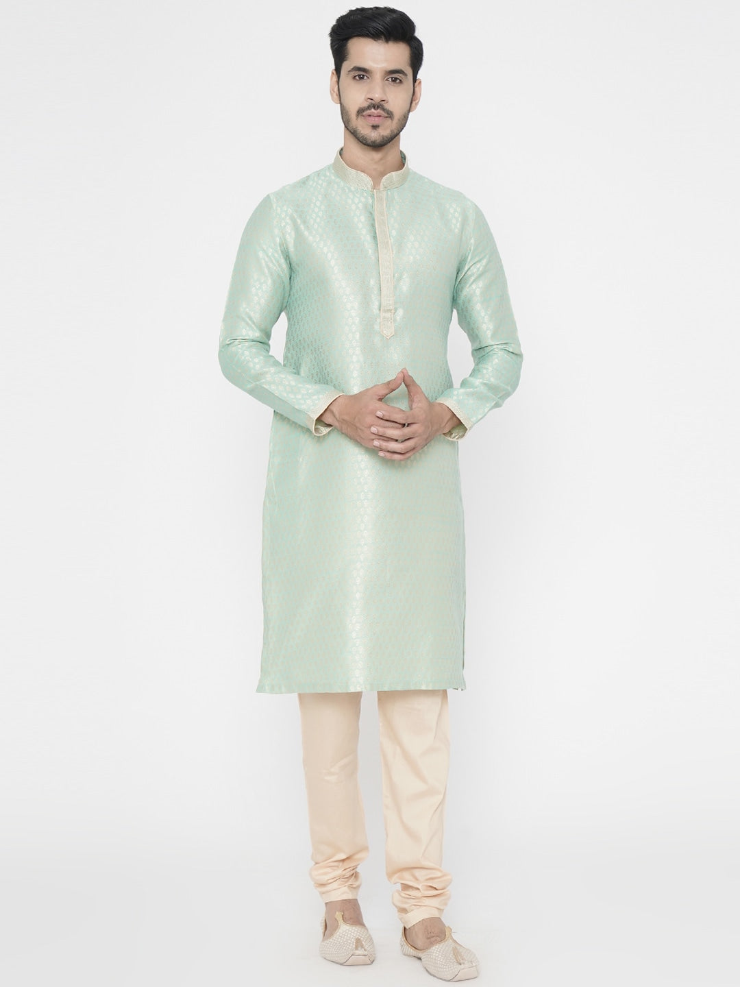 Manyavar Men Green Woven Design Straight Kurta - Distacart