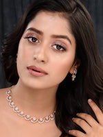Thumbnail for Saraf RS Jewellery Rose Gold-Plated White AD-Studded Jewellery Set - Distacart