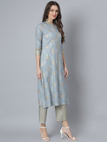 Thumbnail for Khushal K Floral Printed Mandarin Collar Kurta with Palazzos - Distacart