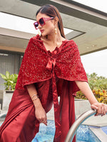 Thumbnail for Tikhi Imli Party Satin Saree With Sequined Cape - Distacart