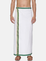 Thumbnail for Sethukrishna White Solid Cotton Readymade Dhoti For Men - Distacart
