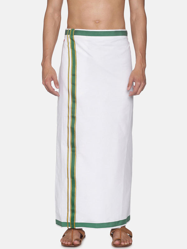 Sethukrishna White Solid Cotton Readymade Dhoti For Men - Distacart