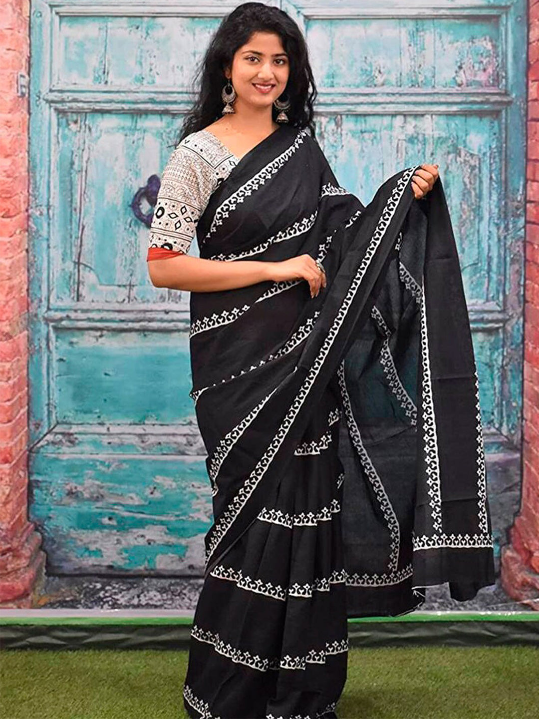 Kalini Ethnic Motifs Printed Pure Cotton Saree - Distacart