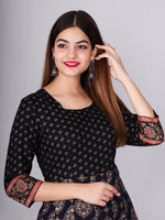 Thumbnail for Kalini Women Black Ethnic Motifs Printed Anarkali Kurta - Distacart