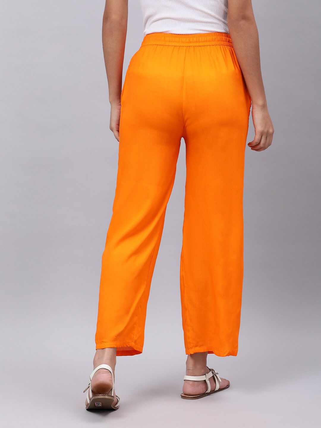 Souchii Orange Liva Palazzos - Distacart