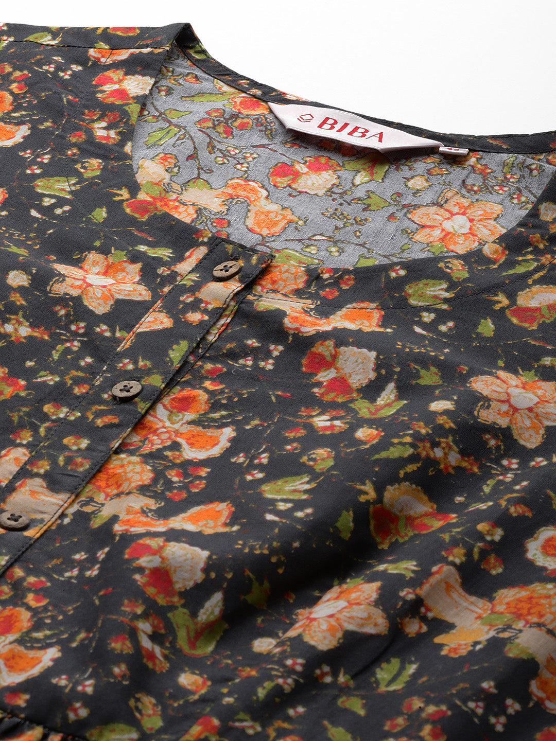 Biba Women Floral Printed Regular Pure Cotton Kurta Set - Distacart