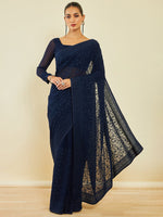 Thumbnail for Soch Floral Embroidered Stone Work Saree - Distacart