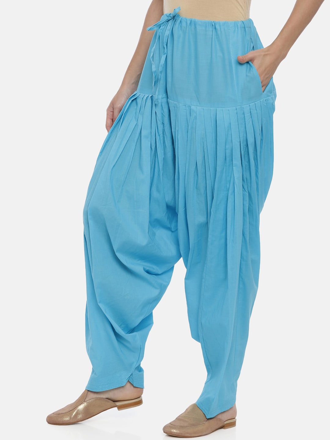 Souchii Blue Solid Regular-Fit High-Rise Patiala - Distacart