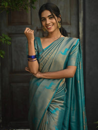 Thumbnail for Kalini Silk Blend Kanjeevaram Saree - Distacart