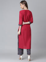 Thumbnail for Khushal K Floral Embroidered Kurta with Palazzos - Distacart