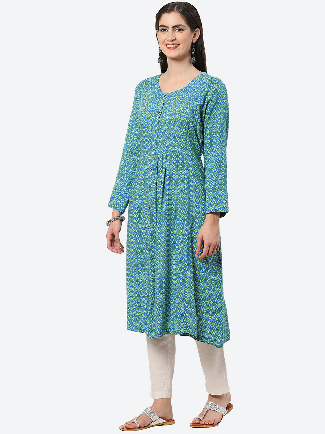 Biba Ethnic Motif Printed A-Line Kurta - Distacart
