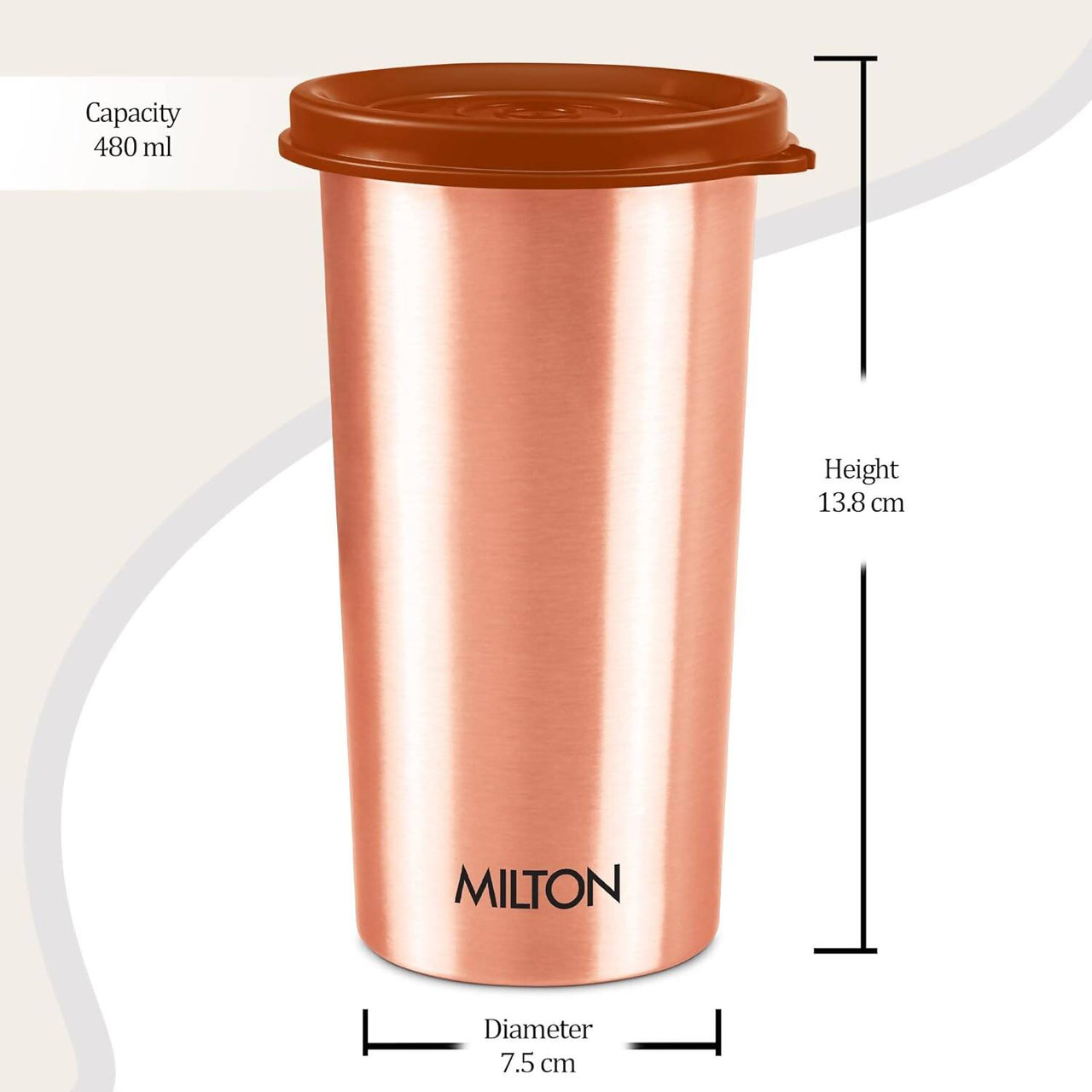 Milton Copper Drinking Water Tumbler with Lid - 480ml - Distacart