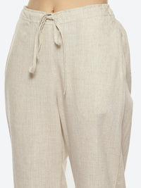 Thumbnail for Biba Mandarin Collar Striped Kurti with Trousers - Distacart