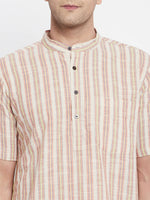 Thumbnail for Even Apparels Yellow Pure Cotton Men's H/S Kurta With Band Collar - Distacart