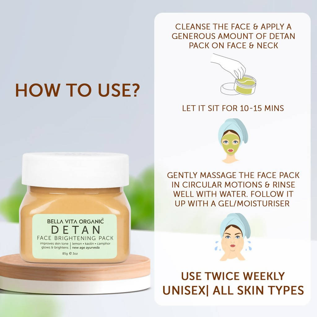 Bella Vita Organic De Tan Face Brightening Pack - Distacart