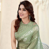 Thumbnail for Women's Partywear Designer Pista Chinon Shiffon Fancy Saree - Dyuti - Distacart