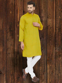 Thumbnail for Even Apparels Yellowish Green Wedding Kurta - Green - Distacart