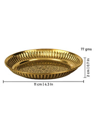 Thumbnail for Spillbox Gold-Toned Brass Textured Thali Pooja Essential - Distacart