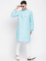 Thumbnail for Even Apparels Blue Rayon Men's Kurta With Band Collar - Distacart