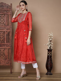 Thumbnail for Myshka Women's Red Anarkali Kurta - Distacart