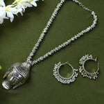 Thumbnail for Mominos Fashion Johar Kamal Silver-Plated Brass Finish Budha Long Neckalce For Women - Distacart