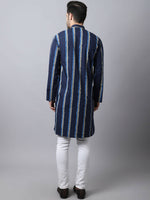 Thumbnail for Even Apparels Navy Pure Cotton Men's Kurta With Band Collar - Distacart