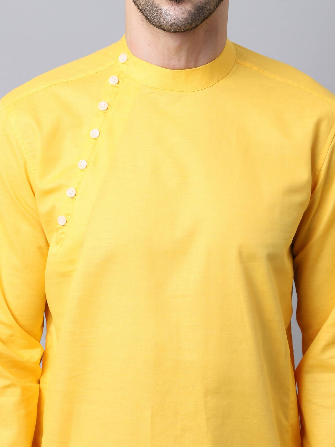Even Apparels Yellow Pure Cotton Men's Kurta With Side Placket - Distacart