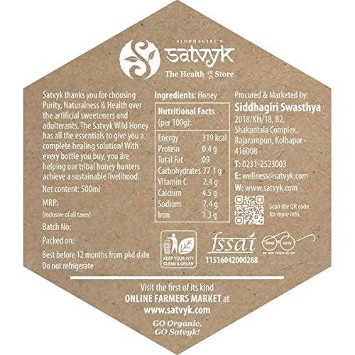 Siddhagiri's Satvyk Organic Wild Honey Unprocessed Natura