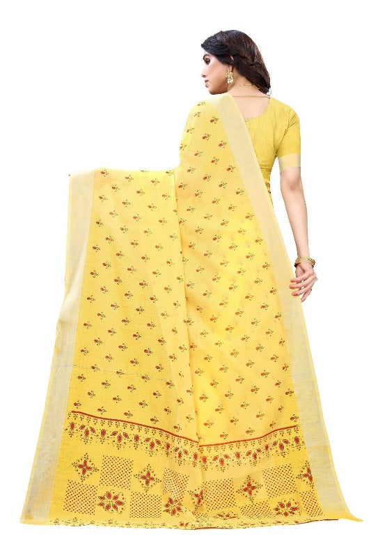 Yellow Chanderi Designer Saree