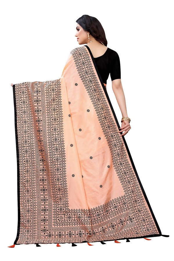 Vamika Peach Sana Silk Printed Saree (Nihal Peach)