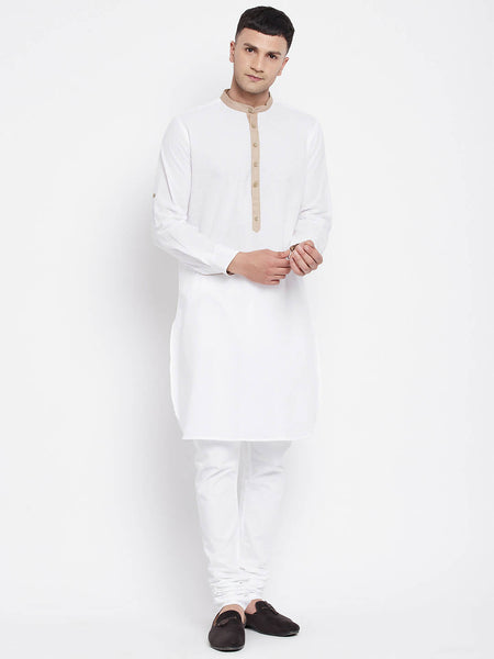 Even Apparels Beige Color Pure Cotton Men's Kurta With Band Collar - Distacart