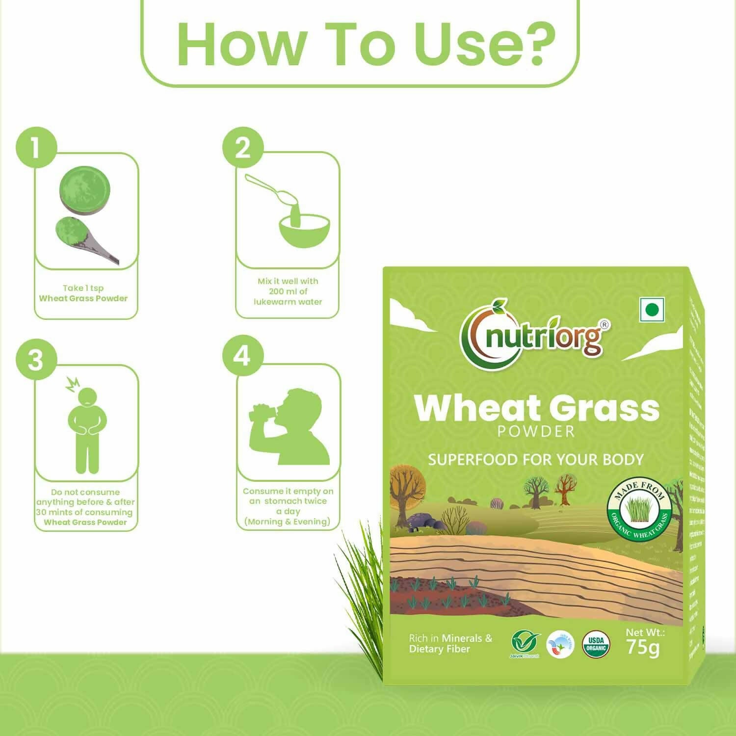 Nutriorg Certified Organic Wheatgrass Powder - Distacart