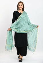 Thumbnail for Mominos Fashion Moeza Women's Cotton Zari Box Pista Green Dupatta - Distacart