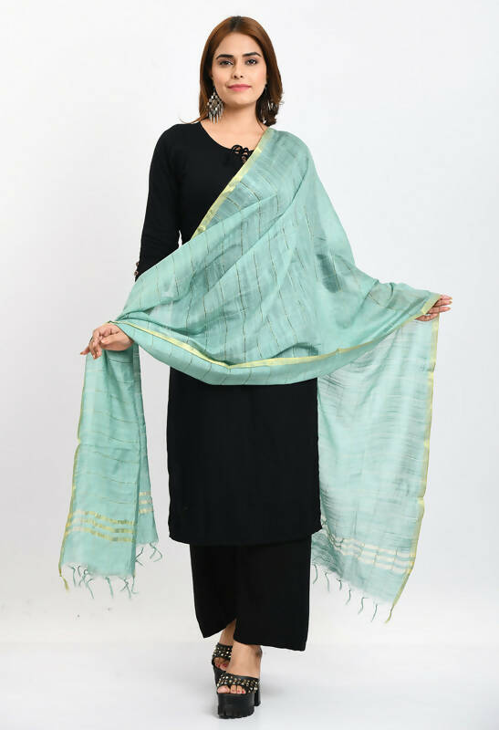 Mominos Fashion Moeza Women's Cotton Zari Box Pista Green Dupatta - Distacart