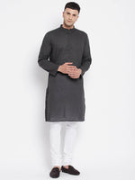Thumbnail for Even Apparels Grey Pure Cotton Men's Kurta With Band Collar - Distacart