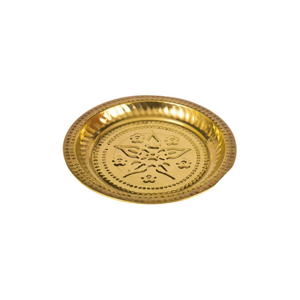 Spillbox Gold-Toned Brass Thali Pooja Essential - Distacart
