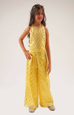 Thumbnail for Lil Drama Mehfil Yellow Co-Ordinate Set For Girls - Distacart