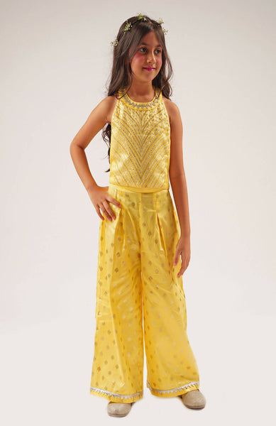 Lil Drama Mehfil Yellow Co-Ordinate Set For Girls - Distacart