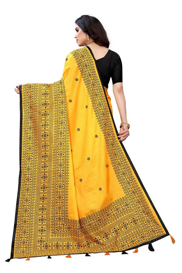 Vamika Yellow Sana Silk Printed Saree (Nihal Yellow)