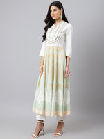 Thumbnail for Khushal K Ethnic Motifs Printed Mirror Work Anarkali Kurta with Trousers & Dupatta - Distacart