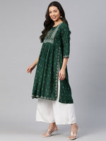 Thumbnail for Kalini Ethnic Motifs Printed High Slit Mirror Work Kurta - Distacart