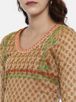 Thumbnail for Souchii Beige & White Printed Straight Kurta - Distacart
