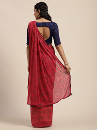 Thumbnail for Saree Mall Red Pure Chiffon Tribal Print Bandhani Saree - Distacart