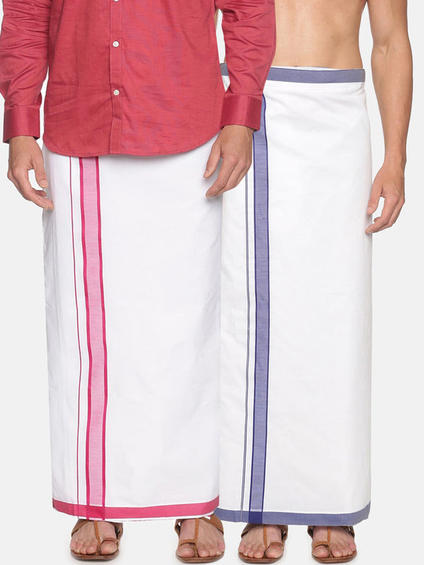 Sethukrishna Men Pack Of 2 Solid Cotton Dhotis - Distacart