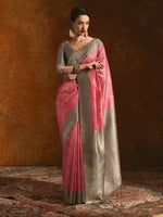 Thumbnail for Soch Woven Design Zari Silk Blend Tussar Saree - Distacart