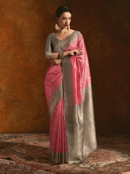 Soch Woven Design Zari Silk Blend Tussar Saree - Distacart