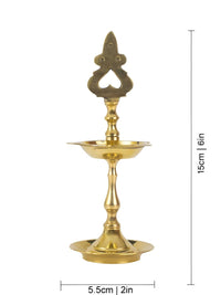 Thumbnail for Spillbox Gold Toned Small Kuthu Vilakku Lakshmi Diya Pooja Essentials - Distacart