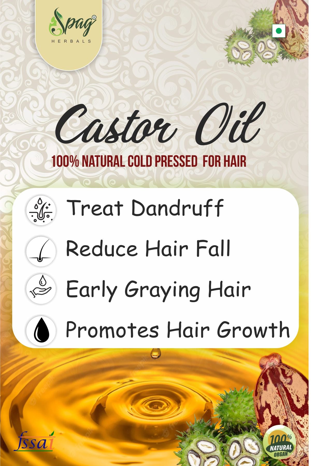 Spag Herbals Castor Oil For Hair & Skin Care - Distacart