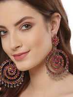 Thumbnail for Shining Diva Multicoloured Oxidised Contemporary Drop Earrings - Distacart